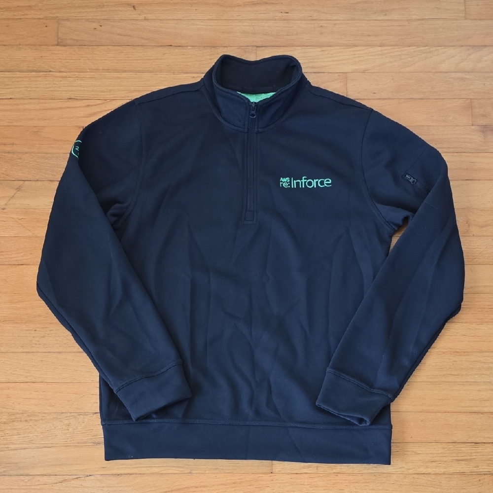 NWOT AWS Logo 1/4 Zip Pullover Navy Blue Unisex Sweater Size S